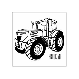 Tractor cartoon illustration  rubber stamp