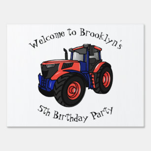 Tractor cartoon illustration sign