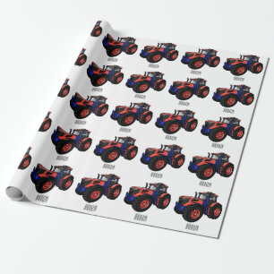 Tractor cartoon illustration  wrapping paper