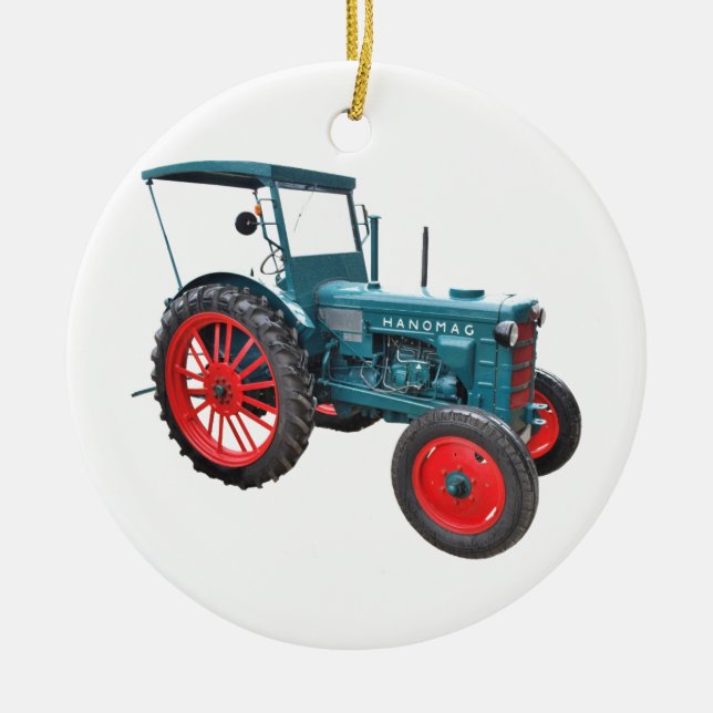 tractor ceramic ornament (Front)