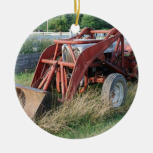 tractor ceramic ornament