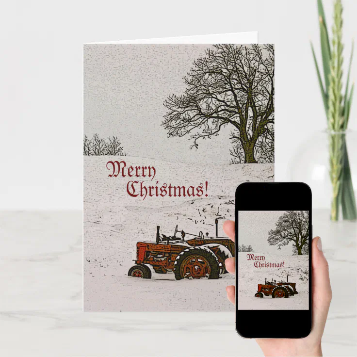 Tractor Christmas Card Zazzle 8387