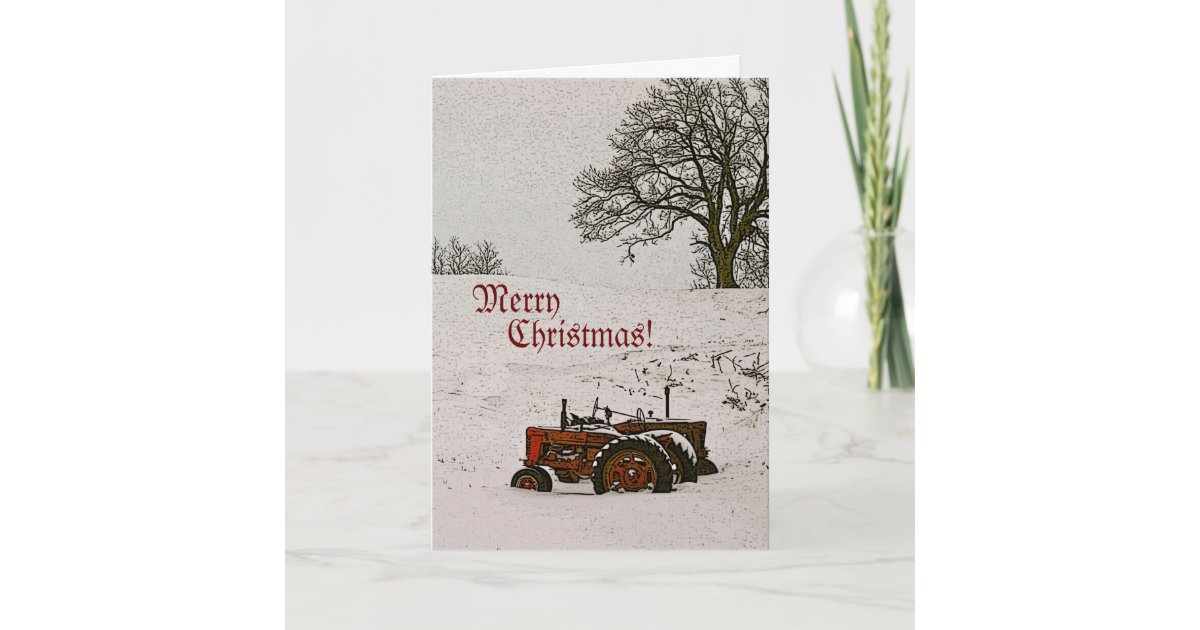 Tractor Christmas Card Zazzle 9008