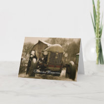 Tractor Christmas Card: Old Tractor Memories Holiday Card