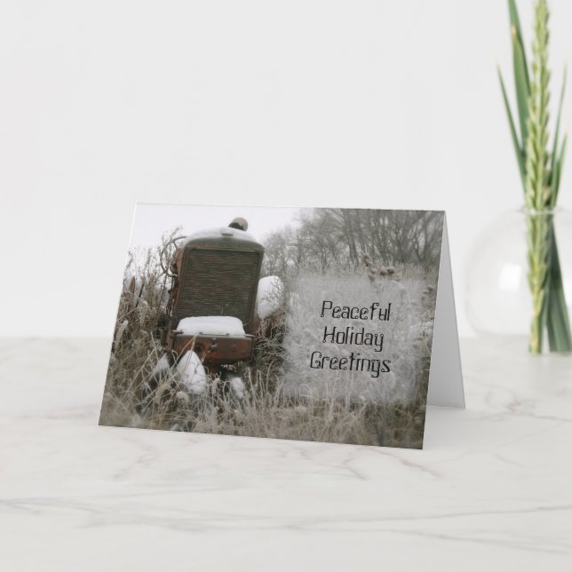 Tractor Christmas Card: Peaceful Holiday Card (Front)