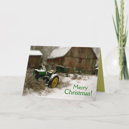 Tractor Christmas Card Tractor  Cart Holiday Card