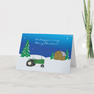 Tractor Christmas Card: Winter Barn Scene Holiday Card