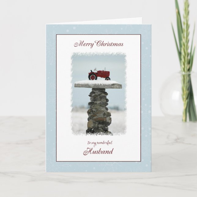 Tractor Christmas for Husband Holiday Card (Front)