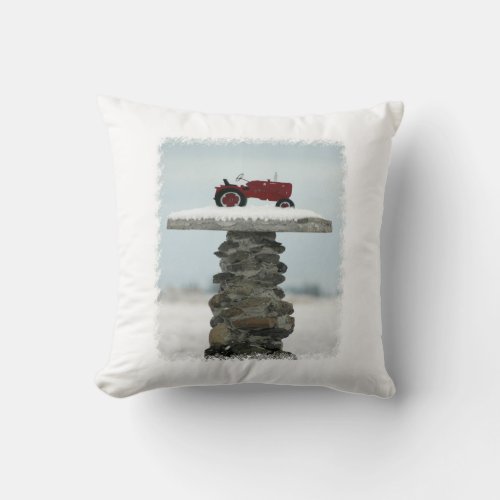 Tractor Christmas Throw Pillow