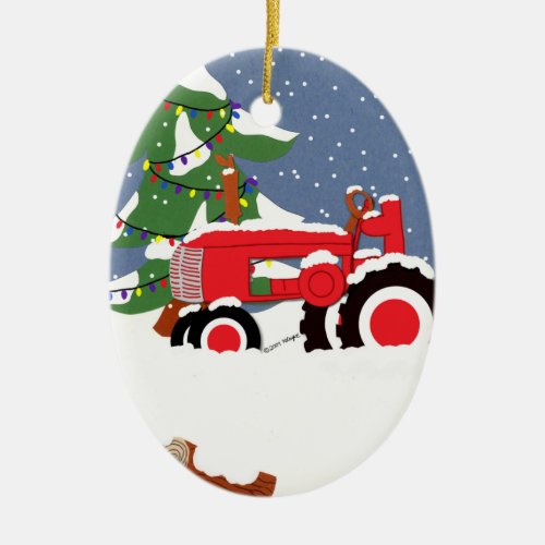 Tractor Christmas Tree Ornament