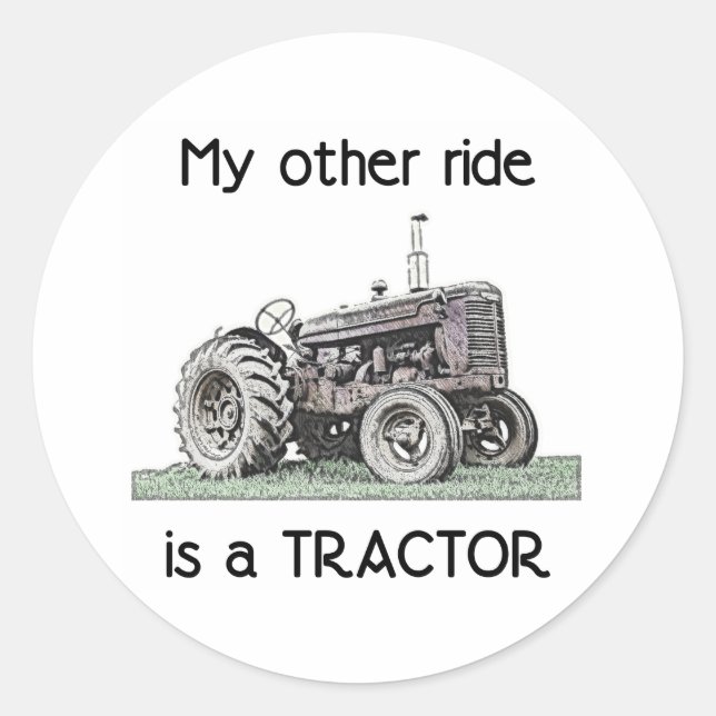 Tractor Classic Round Sticker (Front)