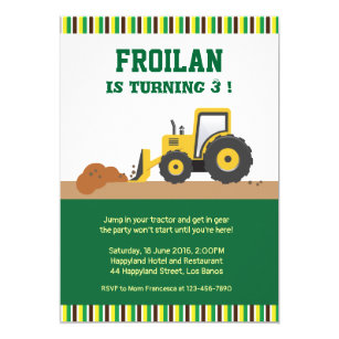 Tractor Birthday Invitations Zazzle Tractor Construction Stripes Birthday Invitation