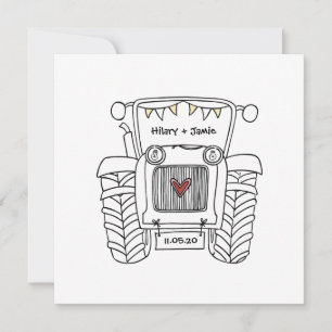 Tractor Country Wedding Evening Reception Invitation