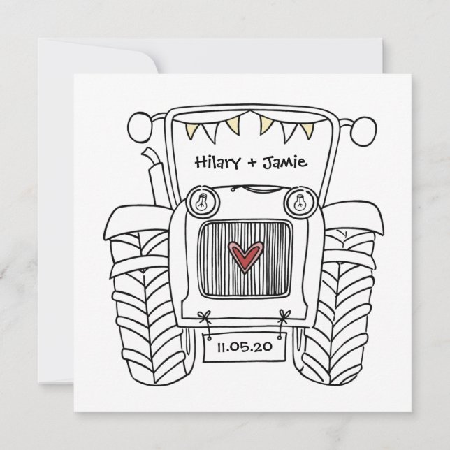 Tractor Country Wedding Evening Reception Invitation (Front)