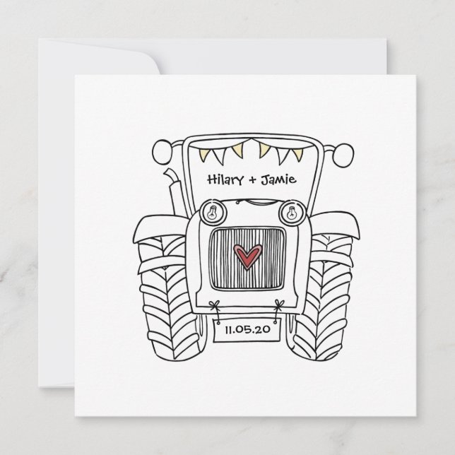Tractor Country Wedding Invitation (Front)