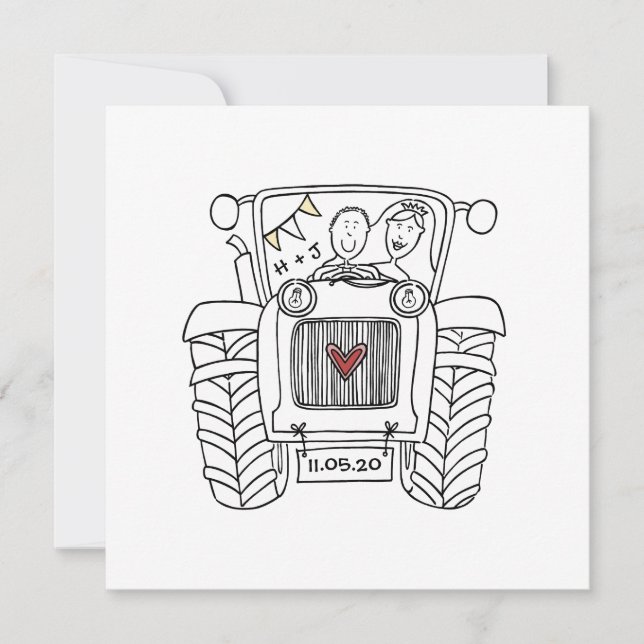 Tractor Country Wedding  Invitation (Front)