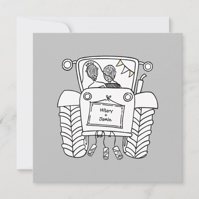 Tractor Country Wedding Invitation (Front)