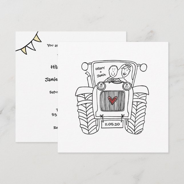 Tractor Country Wedding  Invitation (Front/Back)