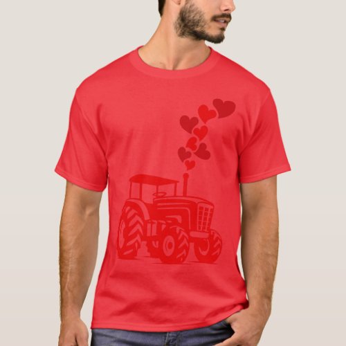 Tractor Cute Valentines Day T_Shirt