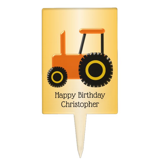 Tractor Design Birthday Cake Topper (Front)