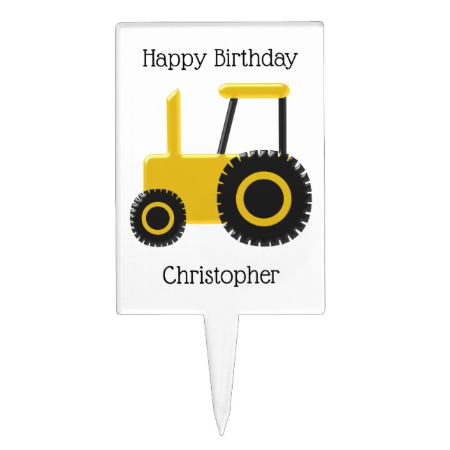 Tractor Design Birthday Cake Topper (Front)