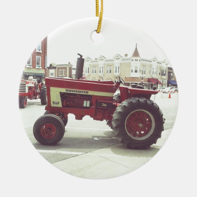 Tractor Downtown Ceramic Ornament (Front)