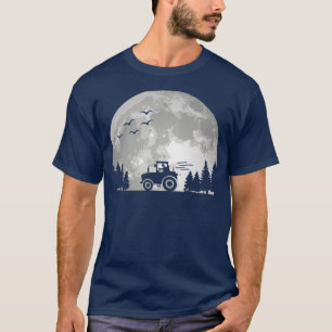 Tractor Driver Farming Agriculture Moon Funny F T-Shirt