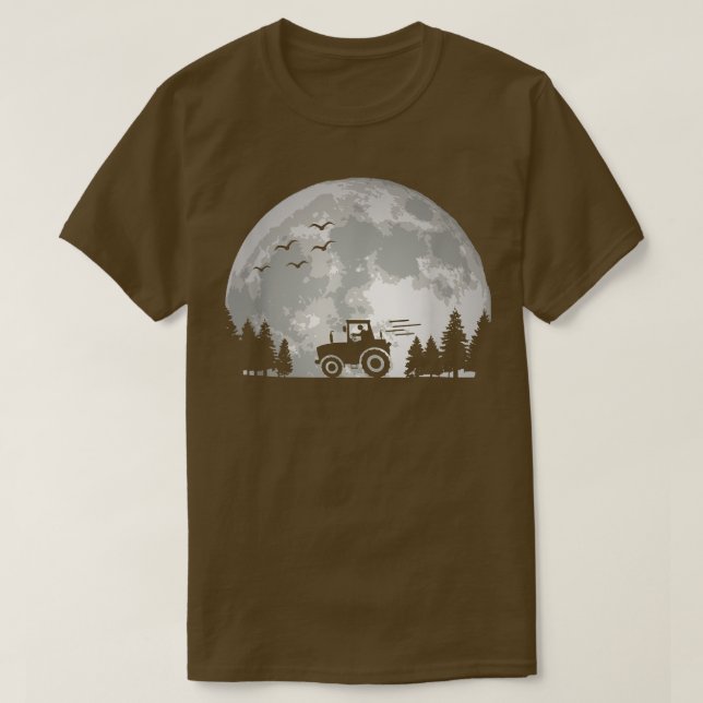 Tractor Driver  Farming Agriculture  Moon  Funny F T-Shirt (Design Front)