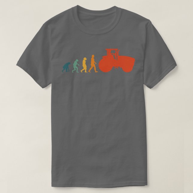 Tractor Evolution Retro Tractor driver Farmer Vint T-Shirt (Design Front)