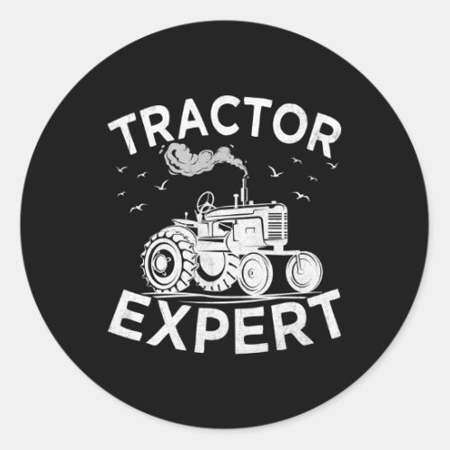 Tractor Expert Tractors Farming Farmer Classic Round Sticker