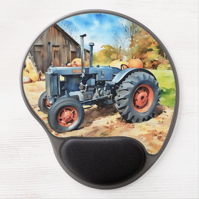 Tractor fall farm pumpkins barn gel mouse pad (Front)