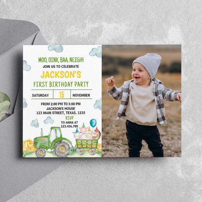 Tractor Farm Animal Birthday Party Invitation (Creator Uploaded)