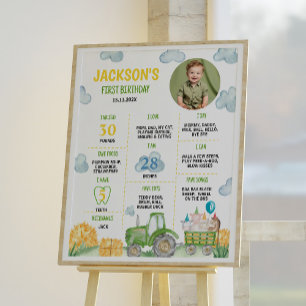 Tractor Farm Animal Birthday Party Milestone Sign