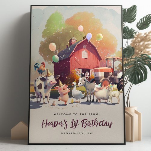 Tractor Farm Animals Birthday Party Welcome Sign