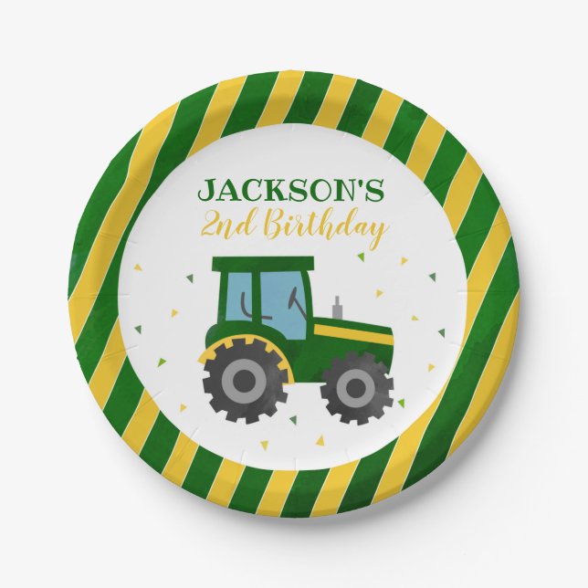 Tractor Farm Barnyard Birthday Party Paper Plates (Front)