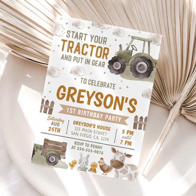 Tractor Farm Birthday Party Animals Barn Invitation (Creator Uploaded)