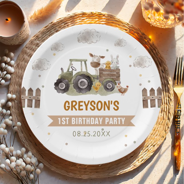 Tractor Farm Birthday Party Animals Barn Paper Plates (Creator Uploaded)