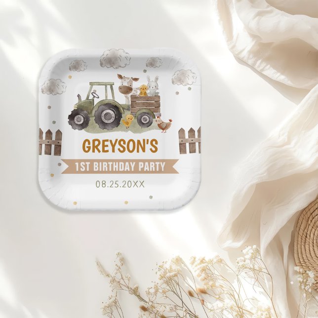 Tractor Farm Birthday Party Animals Barn Paper Plates (Creator Uploaded)