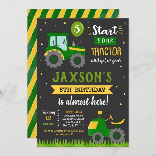 Tractor Farm Birthday Party Invitation