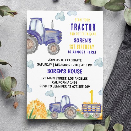 Tractor Farm  Birthday Party Invitation