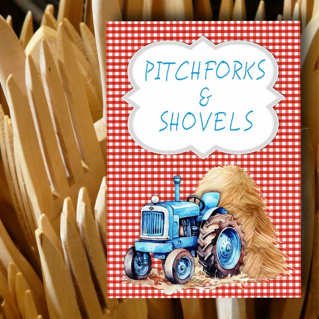 Tractor Farm Birthday Sign Red Gingham Table Number (Creator Uploaded)