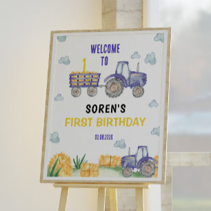 Tractor Farm First Birthday Welcome Sign