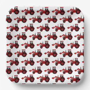 Tractor Farm Red Paper Plates