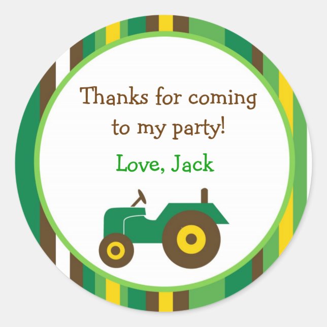 Tractor Farm Round Favor Stickers Envelope Seals (Front)