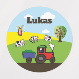 tractor farm round kids' labels