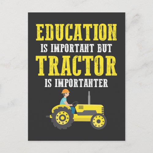 Tractor Farm Trucker Education Important Farming Postcard