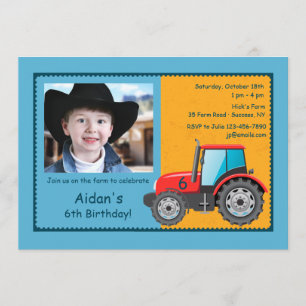 Tractor Farm Vehicle Photo Invitation