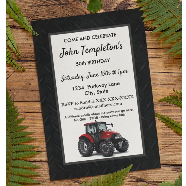 Tractor Farming  Birthday Party Men's Invitation