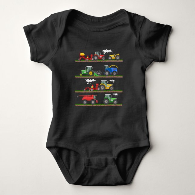 Tractor farming combine harvester  agriculture baby bodysuit (Front)