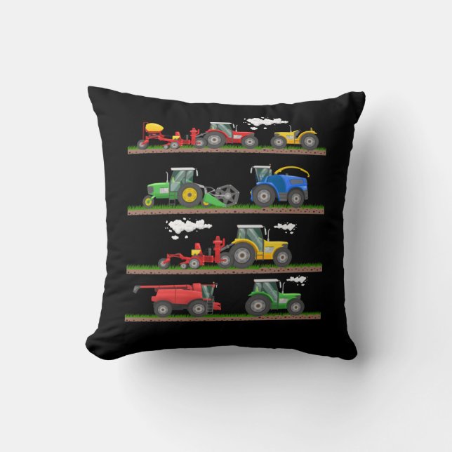 Tractor farming combine harvester  agriculture throw pillow (Front)